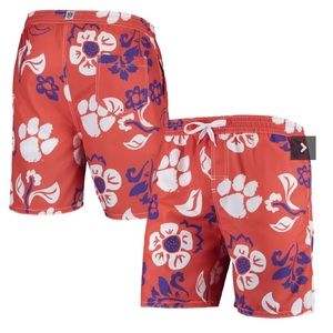 Clemson Tigers Wes & Willy Hawaiian Floral Volley Swim Trunks Shorts Men 2XL
